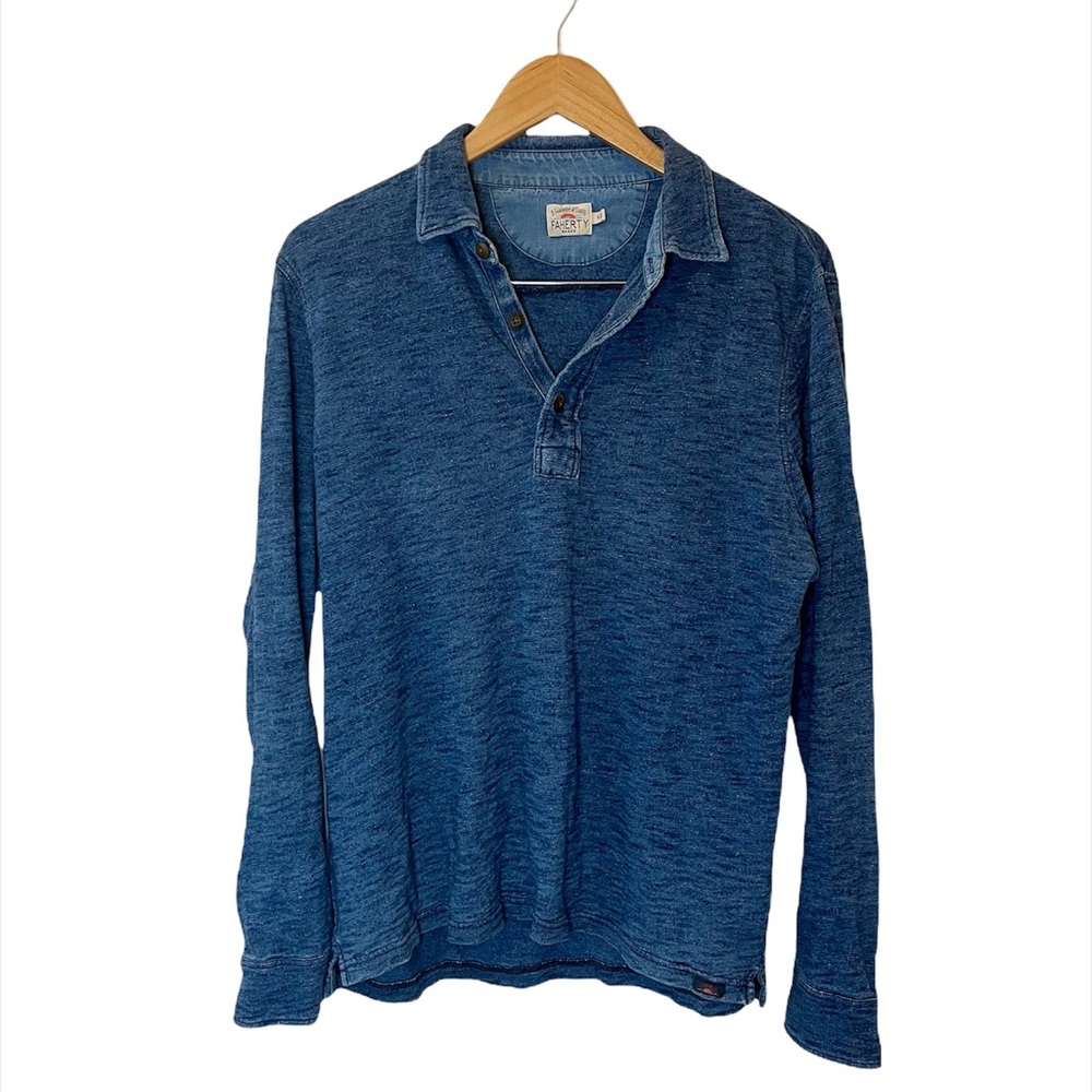 Faherty Long Sleeve Polo Henley Shirt Size Medium